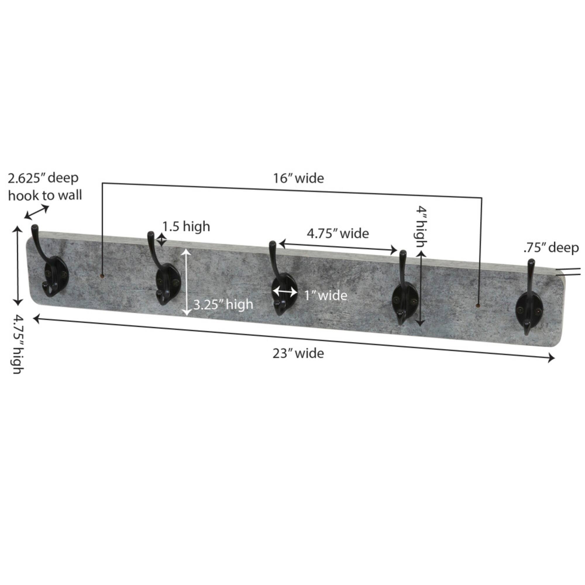 Household Essentials Wall Mounted Coat Rack with 5 Hooks